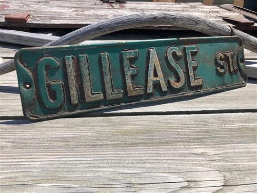 Gillease St Street Sign, 6x24 Vintage Green Road Sign, Metal Road Sign, E