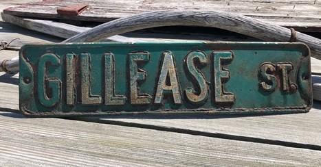 Gillease St Street Sign, 6x24 Vintage Green Road Sign, Metal Road Sign, E