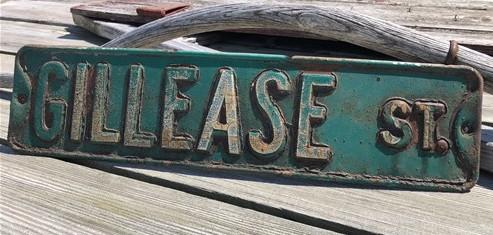 Gillease St Street Sign, 6x24 Vintage Green Road Sign, Metal Road Sign, E