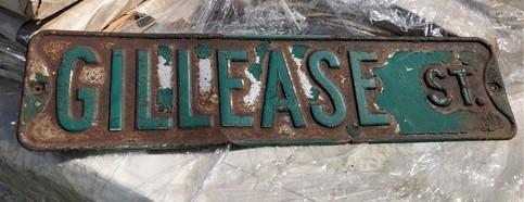 Gillease St Street Sign, 6x24 Vintage Green Road Sign, Metal Road Sign, D