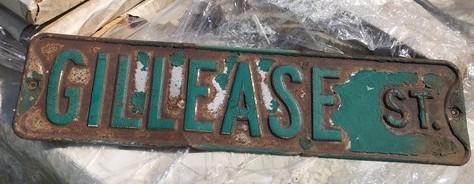 Gillease St Street Sign, 6x24 Vintage Green Road Sign, Metal Road Sign, D