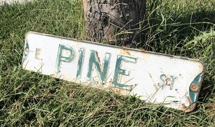 E Pine St Street Sign, 6x24 Vintage White Green Road Sign, Metal Road Sign, A
