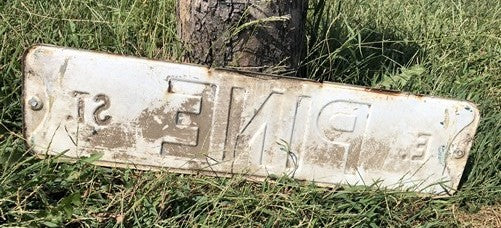 E Pine St Street Sign, 6x24 Vintage White Green Road Sign, Metal Road Sign, A