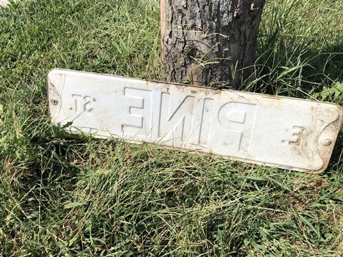 E Pine St Street Sign, 6x24 Vintage White Green Road Sign, Metal Road Sign, B