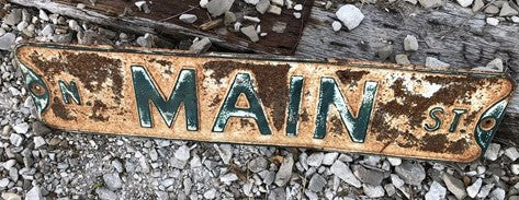 N Main St Street Sign, 6x24 Vintage White Green Road Sign, Metal Road Sign, A