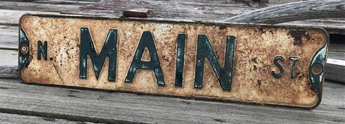 N Main St Street Sign, 6x24 Vintage White Green Road Sign, Metal Road Sign, B