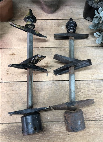 Pair Lyle 4 Street Sign Holder Brackets, Vintage Intersection Sign Hardware B