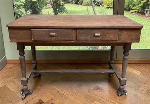 Primitive Slant Front Writing Desk, Antique Industrial Farmhouse Work Center, A