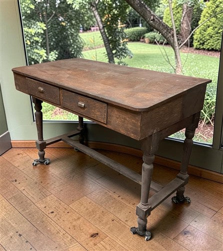 Primitive Slant Front Writing Desk, Antique Industrial Farmhouse Work Center, A
