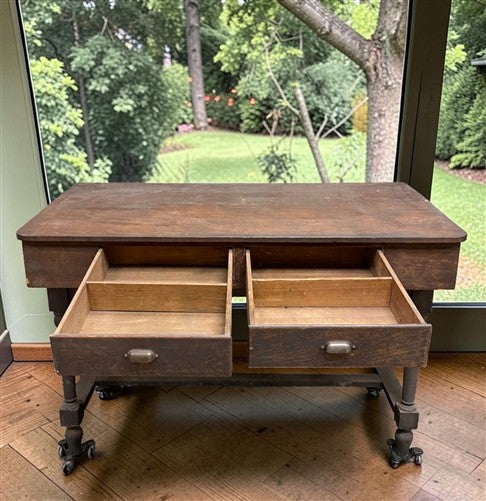 Primitive Slant Front Writing Desk, Antique Industrial Farmhouse Work Center, A