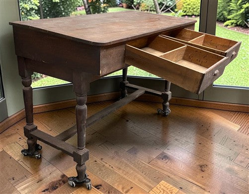 Primitive Slant Front Writing Desk, Antique Industrial Farmhouse Work Center, A