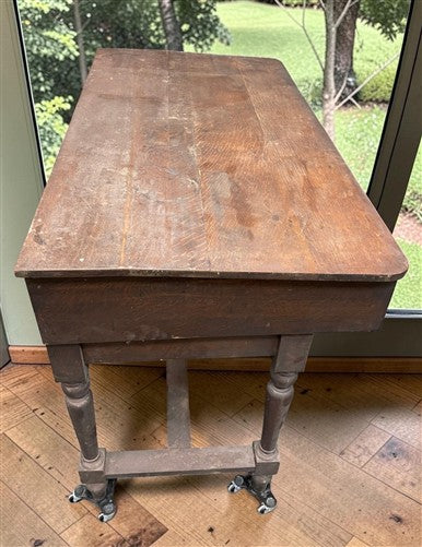 Primitive Slant Front Writing Desk, Antique Industrial Farmhouse Work Center, A