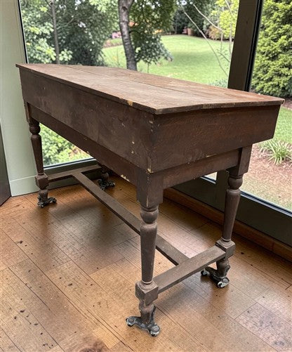 Primitive Slant Front Writing Desk, Antique Industrial Farmhouse Work Center, A
