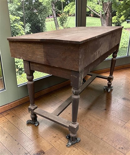Primitive Slant Front Writing Desk, Antique Industrial Farmhouse Work Center, A