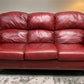 Flexsteel Latitudes Maroon Leather Sofa Couch Nailhead Trim Poly Furniture, Sofa