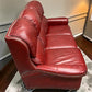 Flexsteel Latitudes Maroon Leather Sofa Couch Nailhead Trim Poly Furniture, Sofa