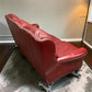 Flexsteel Latitudes Maroon Leather Sofa Couch Nailhead Trim Poly Furniture, Sofa