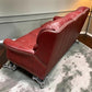 Flexsteel Latitudes Maroon Leather Sofa Couch Nailhead Trim Poly Furniture, Sofa