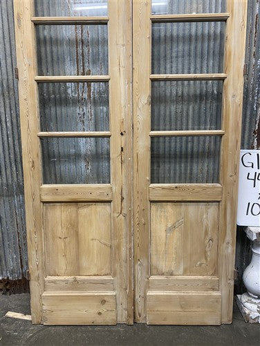 Antique French Double Doors (44.5x100.5) 6 Pane Glass, European Reclaimed G198