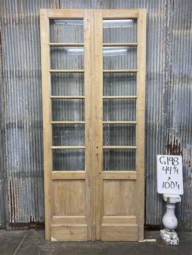 Antique French Double Doors (44.5x100.5) 6 Pane Glass, European Reclaimed G198
