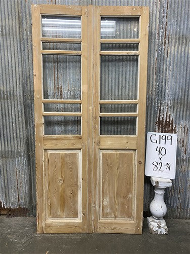 Antique French Double Doors (40x82.75) 5 Pane Glass, European Reclaimed G199
