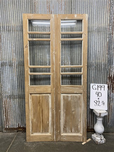 Antique French Double Doors (40x82.75) 5 Pane Glass, European Reclaimed G199