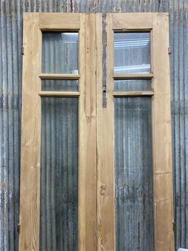 Antique French Double Doors (33x95) 3 Pane Glass, European Reclaimed G200