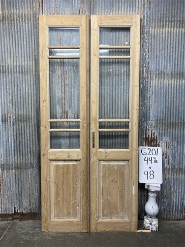 Antique French Double Doors (44.5x98) 5 Pane Glass, European Reclaimed G201