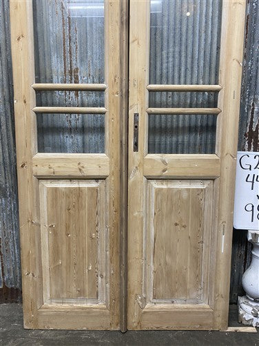 Antique French Double Doors (44.5x98) 5 Pane Glass, European Reclaimed G201