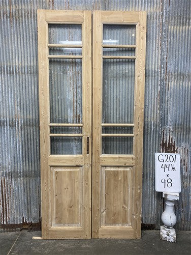 Antique French Double Doors (44.5x98) 5 Pane Glass, European Reclaimed G201