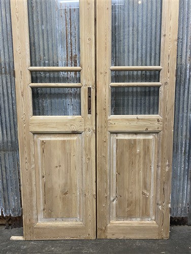 Antique French Double Doors (44.5x98) 5 Pane Glass, European Reclaimed G201
