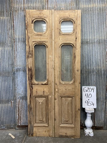 Antique French Double Doors (40x95) 2 Pane Glass, European Reclaimed G204