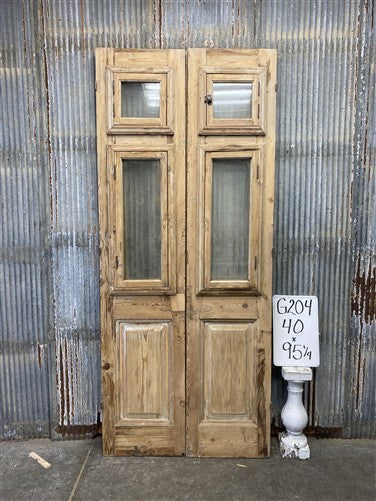 Antique French Double Doors (40x95) 2 Pane Glass, European Reclaimed G204