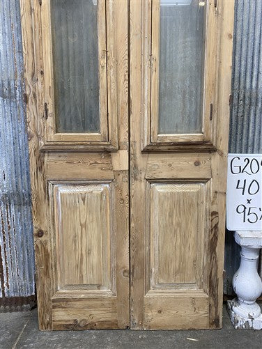 Antique French Double Doors (40x95) 2 Pane Glass, European Reclaimed G204