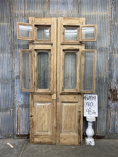 Antique French Double Doors (40x95) 2 Pane Glass, European Reclaimed G204