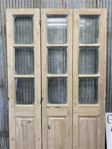 Antique French Double Doors (40.5x82.5) 3 Pane Glass, European Reclaimed G205