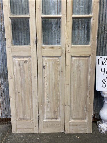 Antique French Double Doors (40.5x82.5) 3 Pane Glass, European Reclaimed G205