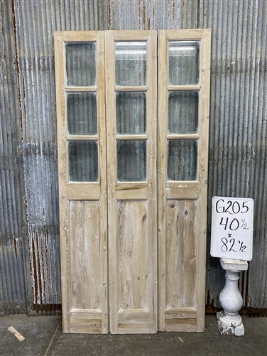 Antique French Double Doors (40.5x82.5) 3 Pane Glass, European Reclaimed G205