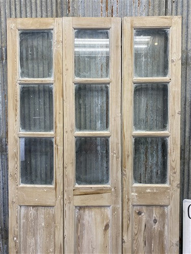 Antique French Double Doors (40.5x82.5) 3 Pane Glass, European Reclaimed G205
