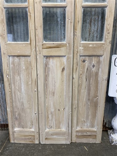 Antique French Double Doors (40.5x82.5) 3 Pane Glass, European Reclaimed G205