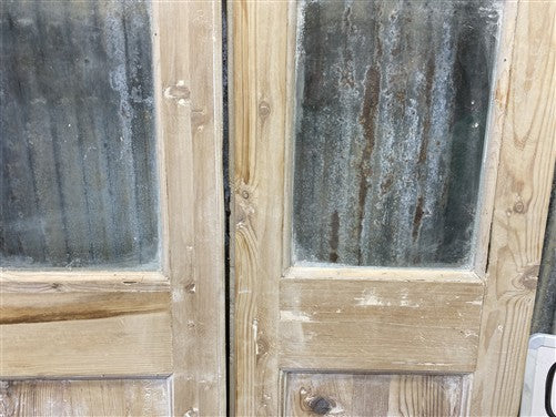 Antique French Double Doors (40.5x82.5) 3 Pane Glass, European Reclaimed G205