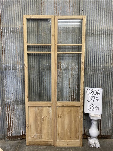 Antique French Double Doors (37x82.75) 3 Pane Glass, European Reclaimed G206