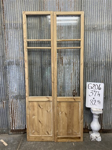 Antique French Double Doors (37x82.75) 3 Pane Glass, European Reclaimed G206
