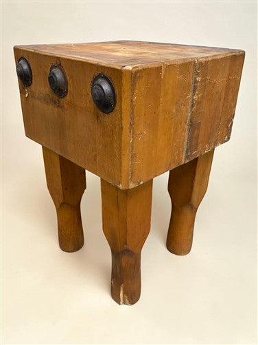 Vintage Solid Wood Butcher Block Chopping Block Stand Farmhouse Primitive, J