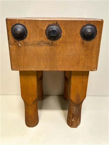 Vintage Solid Wood Butcher Block Chopping Block Stand Farmhouse Primitive, J