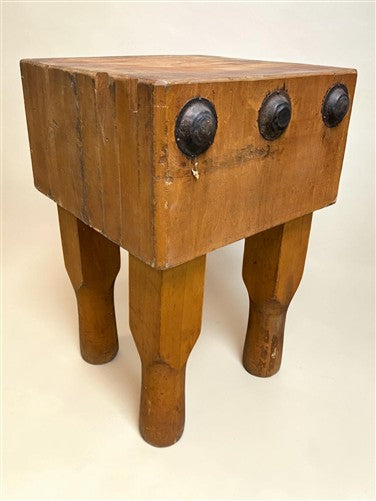 Vintage Solid Wood Butcher Block Chopping Block Stand Farmhouse Primitive, J