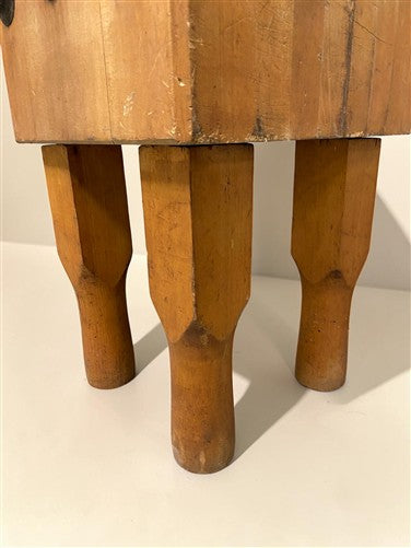 Vintage Solid Wood Butcher Block Chopping Block Stand Farmhouse Primitive, J