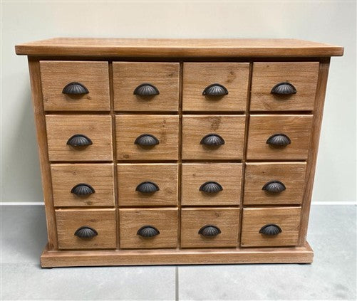 16 Drawer Natural Apothecary Cabinet Storage Chest Organizer Tabletop Cabinet, A