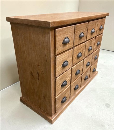 16 Drawer Natural Apothecary Cabinet Storage Chest Organizer Tabletop Cabinet, A