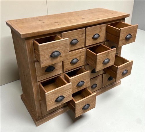 16 Drawer Natural Apothecary Cabinet Storage Chest Organizer Tabletop Cabinet, A